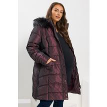 Bump It Up Maternity Plus Size Purple Panelled Puffer Midi Coat Size 18
