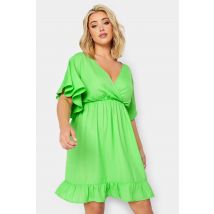 Limited Collection Curve Green Frill Sleeve Wrap Tunic Dress, Women's Curve & Plus Size, Limited Collection