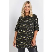 Yours Plus Size Black & Gold Textured Foil Top Size 20