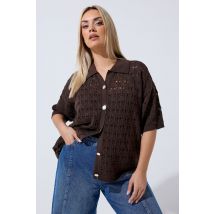 Limited Collection Plus Size Chocolate Brown Crochet Shirt Size 18-20
