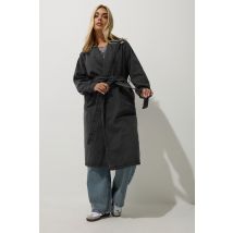 Limited Collection Plus Size Black Washed Belted Denim Trench Coat Size 30-32