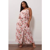 Yours London Curve Pink Floral Print Overlay Maxi Dress, Women's Curve & Plus Size, Yours London