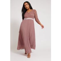 Yours London Plus Size Yours London Curve Blush Pink Lace Pleated Maxi Dress Size 26-28