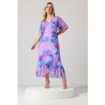 Yours London Plus Size Purple Abstract Wrap Ruffle Hem Dress Size 24