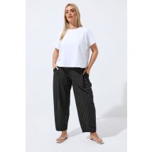 Limited Collection Plus Size Black Pinstripe Barrel Trousers Size 26-28