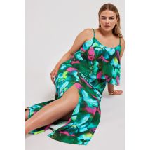 Yours London Curve Green Floral Print Overlay Maxi Dress, Women's Curve & Plus Size, Yours London