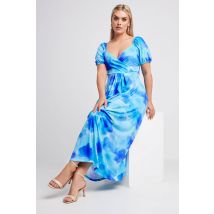 Yours Plus Size Blue Blur Floral Print Wrap Maxi Dress Size 22-24