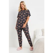Yours Plus Size Grey Leopard Print Pyjama Set Size 26-28