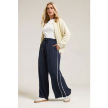 Yours Plus Size Navy Blue Side Stripe Wide Leg Trousers Size 22-24