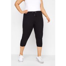 Yours Curve Black Cropped Stretch Joggers, Women's Curve & Plus Size, Yours