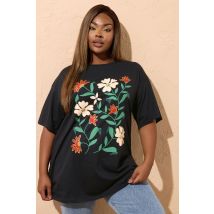 Yours Plus Size Black Floral Print Tshirt Size 20