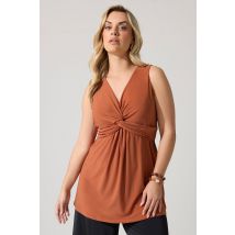 Yours London Plus Size Rust Orange Sleeveless Knot Front Top Size 30-32