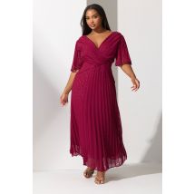 Yours London Plus Size Red Metallic Dobby Pleated Wrap Dress Size 20