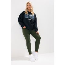 Yours Plus Size Khaki Green Ribbed Leggings Size 28