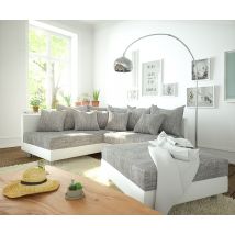 Ecksofa Clovis Weiss Hellgrau Modulsofa Hocker Ottomane Links