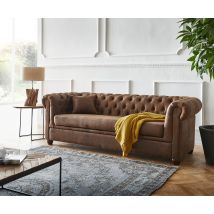 Sofa Chesterfield 200x88 Braun Vintage Optik 3-Sitzer Couch
