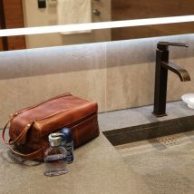 SID & VAIN Kulturtasche Leder BRISTOL braun Kulturbeutel