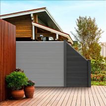Home Deluxe Valla protectora de WPC CALLADO - 1x elemento inclinado + 1x poste grande
