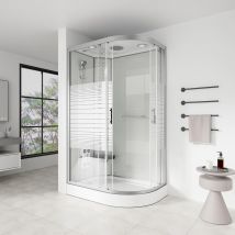 Home Deluxe Box doccia con cascata e massaggio schiena BIANCO PERLA - 120 x 80 cm Destra