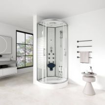 Home Deluxe Cabina de ducha con cascada y masaje de espalda BLANCO PERLA - 90 x 90 cm
