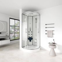 Home Deluxe Cabina de ducha con cascada y masaje de espalda BLANCO PERLA - 100 x 100 cm