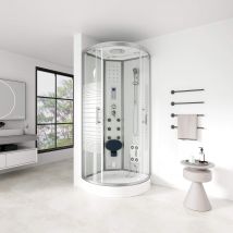 Home Deluxe Ducha de vapor con cascada y sauna de vapor BLANCO PERLA - 90 x 90 cm