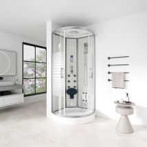Home Deluxe Doccia vapore con cascata e sauna vapore BIANCO PERLA - 100 x 100 cm