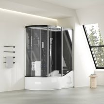 Home Deluxe Box doccia con vasca ALLIN 2IN1 - 170 x 90 Nero Sinistra