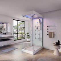 Home Deluxe Stoomdouche met waterval en LED - verlichting DESIGN M - 80 x 120 cm