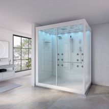 Home Deluxe Ducha de vapor con cascada e iluminación LED DESIGN XL - 180 x 130 cm
