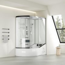 Home Deluxe Doccia vapore con idromassaggio ALLIN 4IN1 - 170 x 90 bianco sinistra