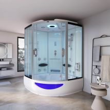 Home Deluxe Stoomdouche met whirlpoolfunctie en stoomsauna EXCLUSIEF - 150 x 150 cm wit