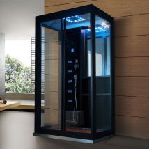 Home Deluxe Doccia a vapore con cascata e sauna a vapore LUXORY - 120 x 90 cm nera