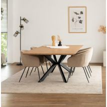 Home Deluxe Vierkante eetgroep AVENCIA inclusief steronderstel - 200 x 120 cm Fishbone Oak 4 stoelen beige