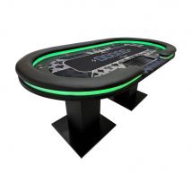 Home Deluxe LED pokertafel incl. pokerkoffer en 8 stoelen STRAIGHT FLUSH - Voor 9 personen