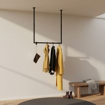 Home Deluxe Perchero de metal con percha y ganchos en S SWAY Negro