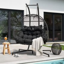 Home Deluxe Hangstoel LOMA – 2 zits zwart