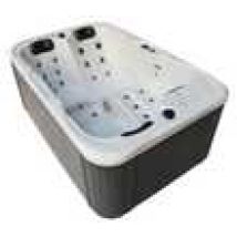 TroniTechnik Outdoor Whirlpool Spa TINO PRO mit Isolierung Weiß Silber Marmoriert 195cm x 127cm mit Heizung, Hydromassage, zwei Pumpen