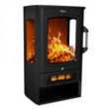 Elektrokamin mit Heizung Heizlüfter 1000/2000 W Kamin elektrisch LED-Flammeneffekt Kaminfeuer mit Thermostat Panorama-Sichtfenster Heizfunktion Timer