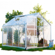 Gewächshaus NEAPEL Aluminium 4mm inkl. Fundament mit Dachfenster, Schiebetür, UV-Schutz