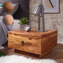 FineBuy Design Nachttisch Massiv-Holz 40x40x25 cm, Moderne Nacht-Kommode mit Schublade, Nachtschrank Natur-Holz Nachtkonsole