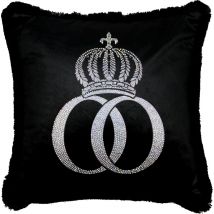 Harald GlÃ¶Ã¶ckler Luxus Deko Kissen PompÃ¶Ã¶s by Casa Padrino Schwarz / Silber Krone Deluxe mit Strass Steinen - GlÃ¶Ã¶ckler Kissen AAA