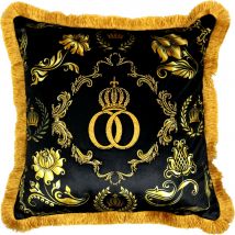 Harald GlÃ¶Ã¶ckler Luxus Deko Barock Kissen PompÃ¶Ã¶s by Casa Padrino Schwarz / Gold Krone Deluxe mit Strass Steinen - GlÃ¶Ã¶ckler Kissen