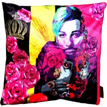 Harald GlÃ¶Ã¶ckler Designer Deko Kissen PompÃ¶Ã¶s by Casa Padrino mit Glitzersteinen Pink Flowers - Art Collection -