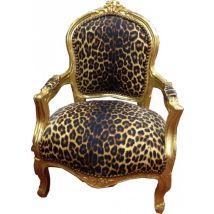 Casa Padrino Barock Kinder Stuhl Leopard/Gold - Sessel - Armlehnstuhl