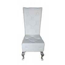 Casa Padrino Barock Esszimmer Stuhl WeiÃ / Silber Lederoptik - Designer Stuhl - Luxus QualitÃ¤t Hochlehnstuhl GH