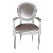 Casa Padrino Barock Esszimmer Stuhl mit Armlehne Beige / WeiÃ / Silber  - Designer Stuhl - Luxus QualitÃ¤t GH