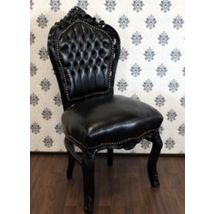 Casa Padrino Barock Esszimmer Stuhl Schwarz / Schwarz Lederoptik - MÃ¶bel Antik Stil