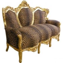 Casa Padrino Barock Sofa Garnitur "King" Leopard/Gold Couch Wohnzimmer MÃ¶bel