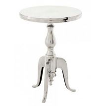 Casa Padrino Designer Luxus Beistelltisch Silver HÃ¶he: 55 cm, Durchmesser 40 cm - Edelstahl Hocker - Nickel Finish
